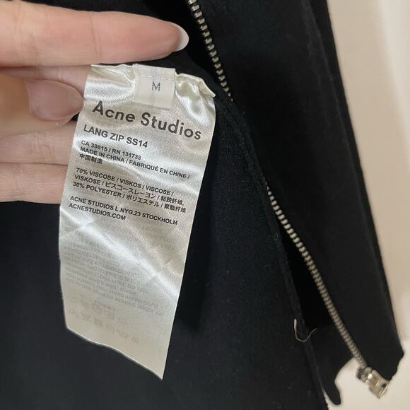 ACNE STUDIOS men black knit full zip lang sweater jacket ss14 size medium - Picture 5 of 5